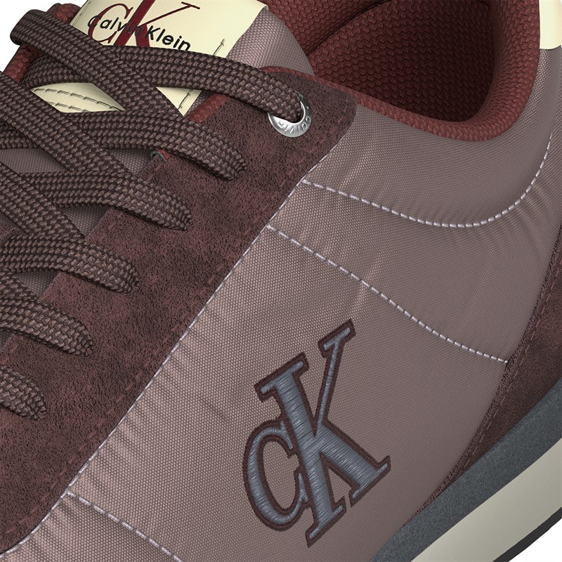 Calvin Klein Jeans Mens Retro Runner Essential Trainers Bordeaux/Peppercorn/Vanilla