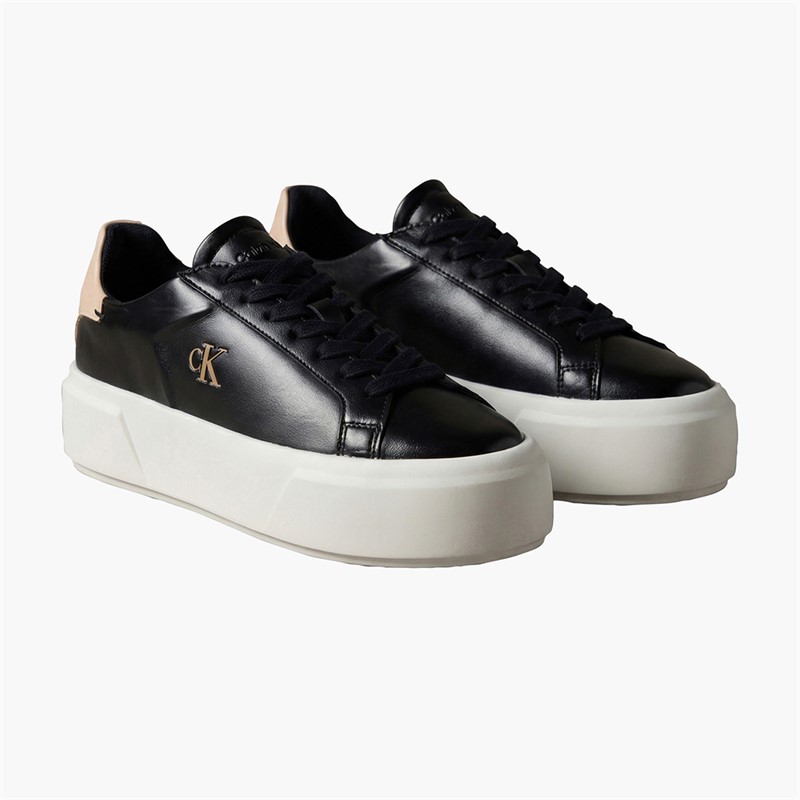 Calvin Klein Jeans Womens Flatform Lace Up Trainers Black/Tuscany