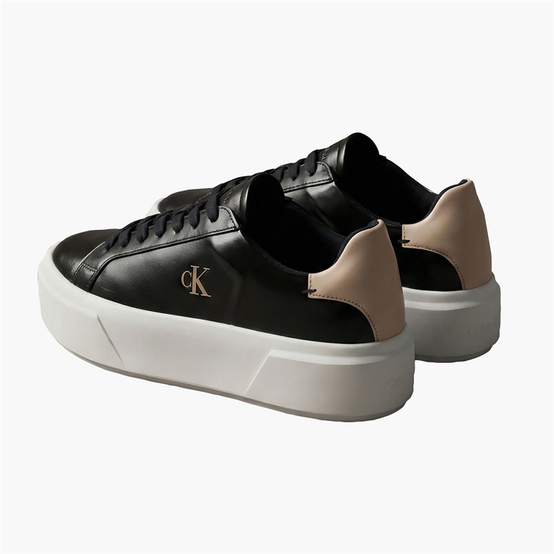 Calvin Klein Jeans Womens Flatform Lace Up Trainers Black/Tuscany