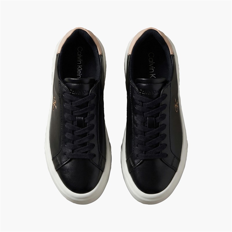 Calvin Klein Jeans Womens Flatform Lace Up Trainers Black/Tuscany