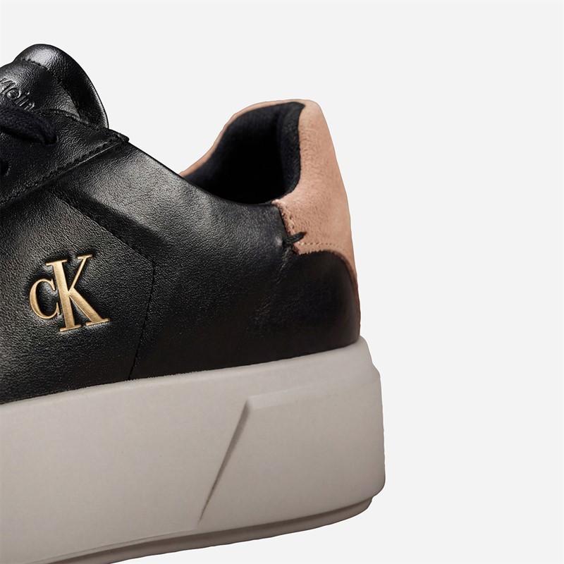 Calvin Klein Jeans Womens Flatform Lace Up Trainers Black/Tuscany