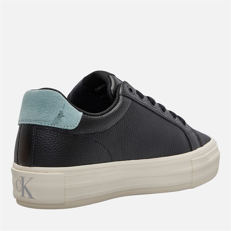 Calvin Klein Jeans Womens Bold Vulc Flatform Trainers Black/Blue Surf/Creamy White
