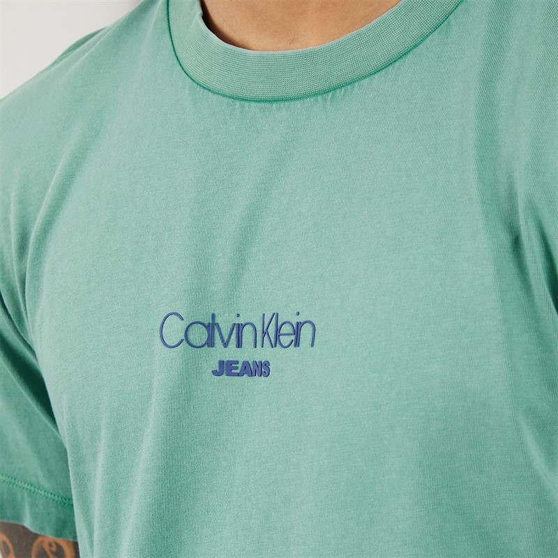 Calvin Klein Jeans Mens Short Sleeve 20s Acid Wash T-Shirt Wild Green