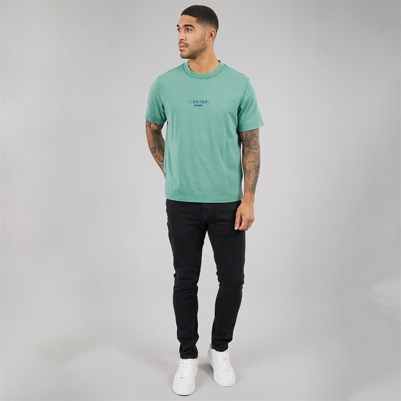 Calvin Klein Jeans Mens Short Sleeve 20s Acid Wash T-Shirt Wild Green