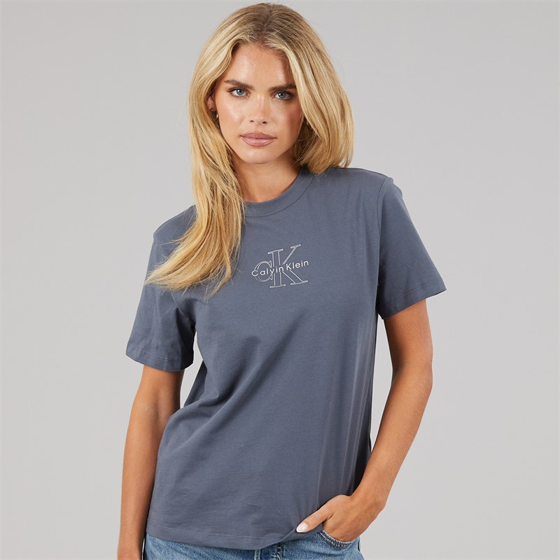 Calvin Klein Jeans Womens Classic Foil Mono T-Shirt Turbulence