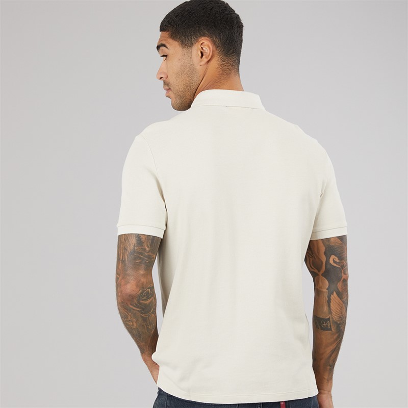 Calvin Klein Jeans Mens Short Sleeve Monogram Pique Polo Shirt Oatmeal
