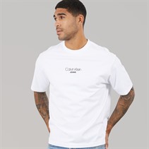 Calvin Klein Jeans Mens Short Sleeve Logo Relaxed Fit CKJ Graphic T-Shirt Brilliant White