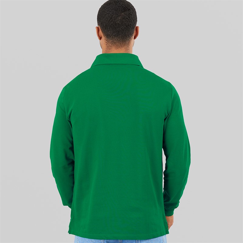 Calvin Klein Jeans Mens Long Sleeve Casual Pique Polo Shirt Deco Green