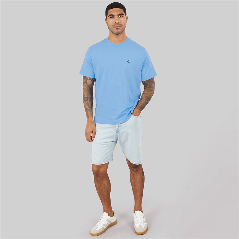 Calvin Klein Jeans Mens Short Sleeve Relaxed Fit Monogram T-Shirt Blue Descent