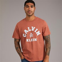 Calvin Klein Jeans Mens Short Sleeve Graphic T-Shirt Warm Brick