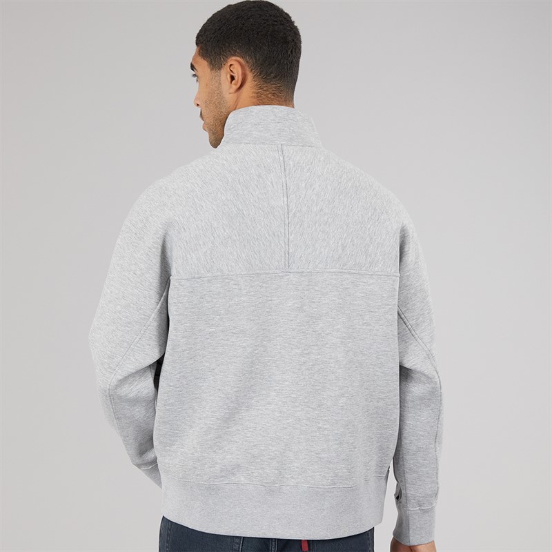 Calvin Klein Jeans Mens Cotton Spacer Relaxed Half Zip Sweatshirt Heroic Grey Heather