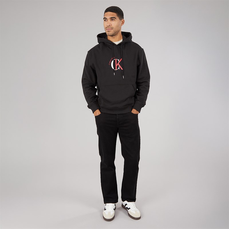 Calvin Klein Jeans Mens Terry Graphic Logo Hoodie Black