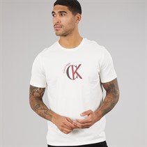 Calvin Klein Jeans Mens Short Sleeve CKJ Logo Graphic T-Shirt White Greige
