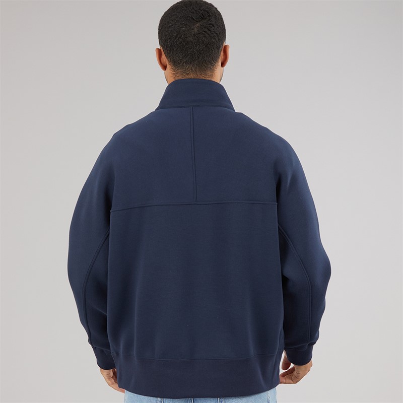 Calvin Klein Jeans Mens Cotton Spacer Relaxed Half Zip Sweatshirt Dark Sapphire