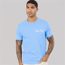 Calvin Klein Jeans Mens Short Sleeve Front And Back Print Graphic T-Shirt Blue Descent
