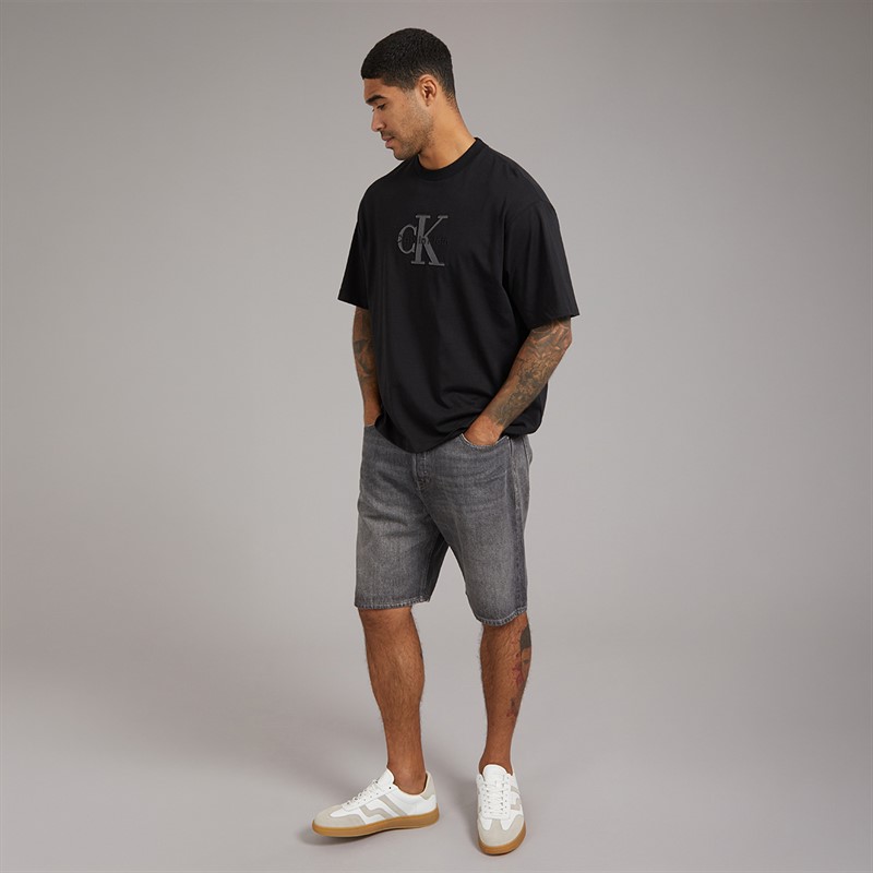 Calvin Klein Jeans Mens Short Sleeve Elevated Monologo Relaxed Fit CKJ Graphic T-Shirt Black