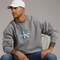 Calvin Klein Jeans Mens Premium Tri-Color Monologo Sweatshirt Medium Grey Heather