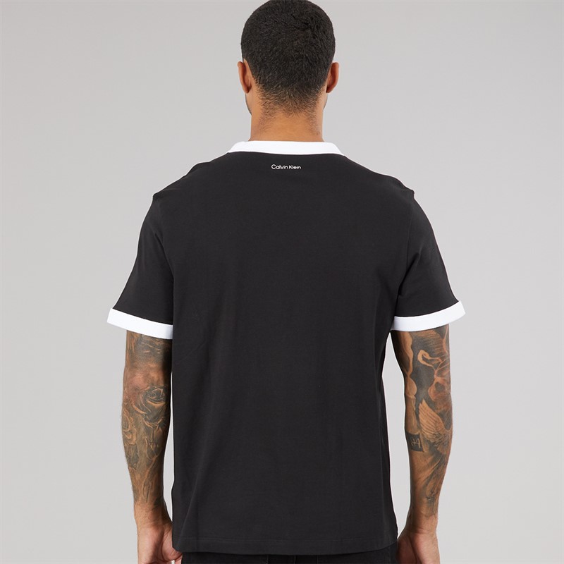 Calvin Klein Jeans Mens Graphic Logo Ringer T-Shirt Black