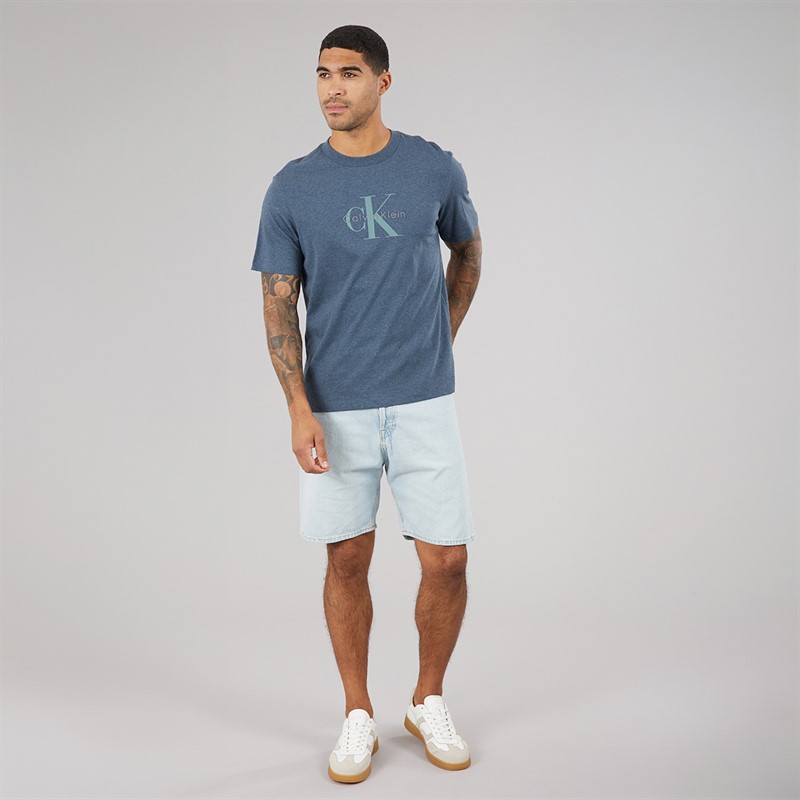 Calvin Klein Jeans Mens Short Sleeve Hero Monologo Graphic T-Shirt Nearly Navy Heather