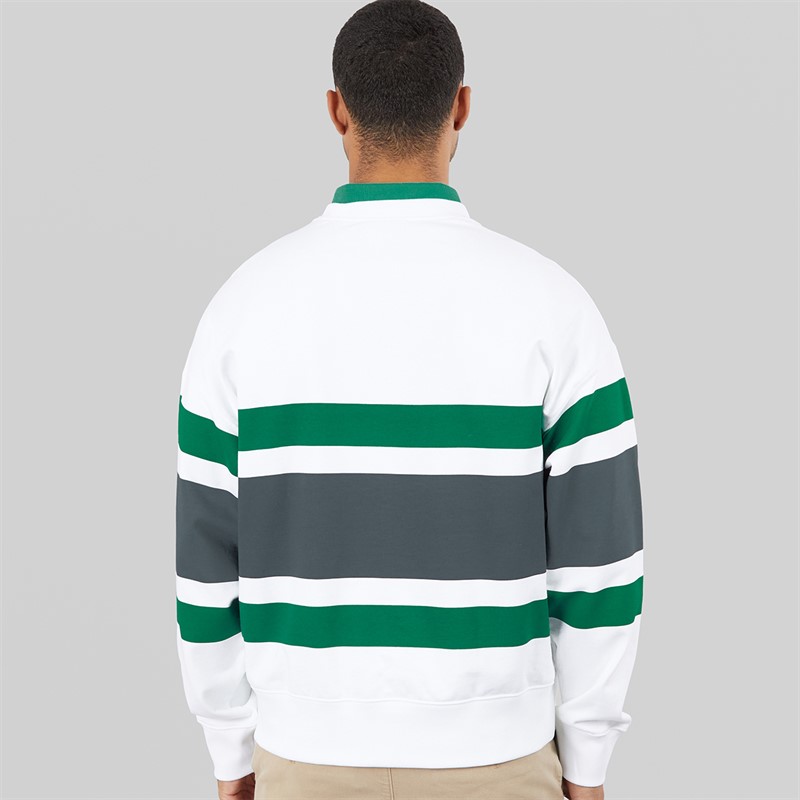 Calvin Klein Jeans Mens Premium Terry Block Stripe Sweatshirt Bright White