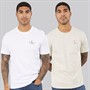 Calvin Klein Jeans Mens Short Sleeve Classic Two Pack Sports T-Shirts Bright White/Oatmeal