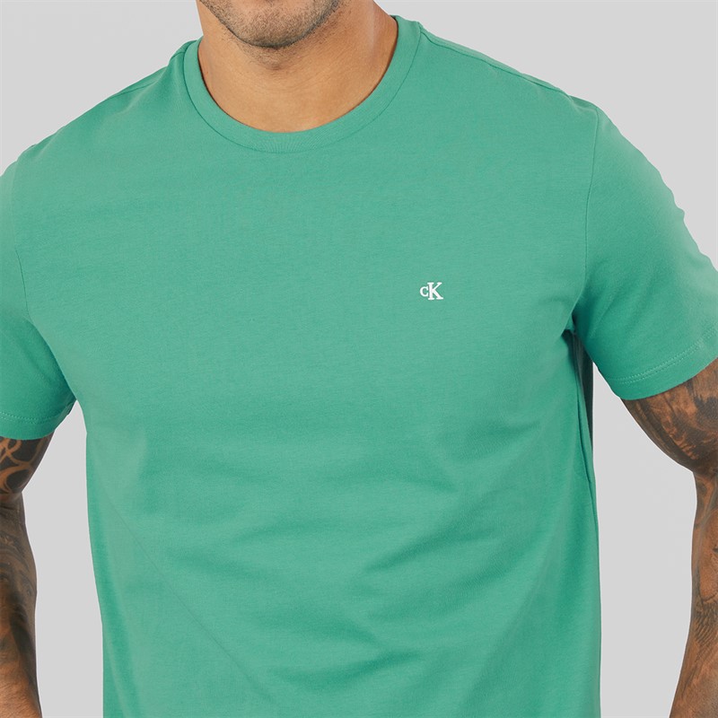 Calvin Klein Jeans Mens Short Sleeve Classic Monogram Logo T-Shirt Wild Green