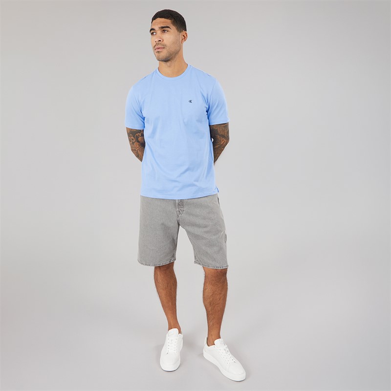 Calvin Klein Jeans Mens Short Sleeve Classic Monogram Logo T-Shirt Blue Descent
