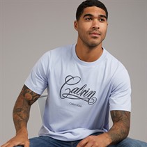 Calvin Klein Jeans Mens Short Sleeve Relaxed Fit Logo Graphic T-Shirt Casual Blue