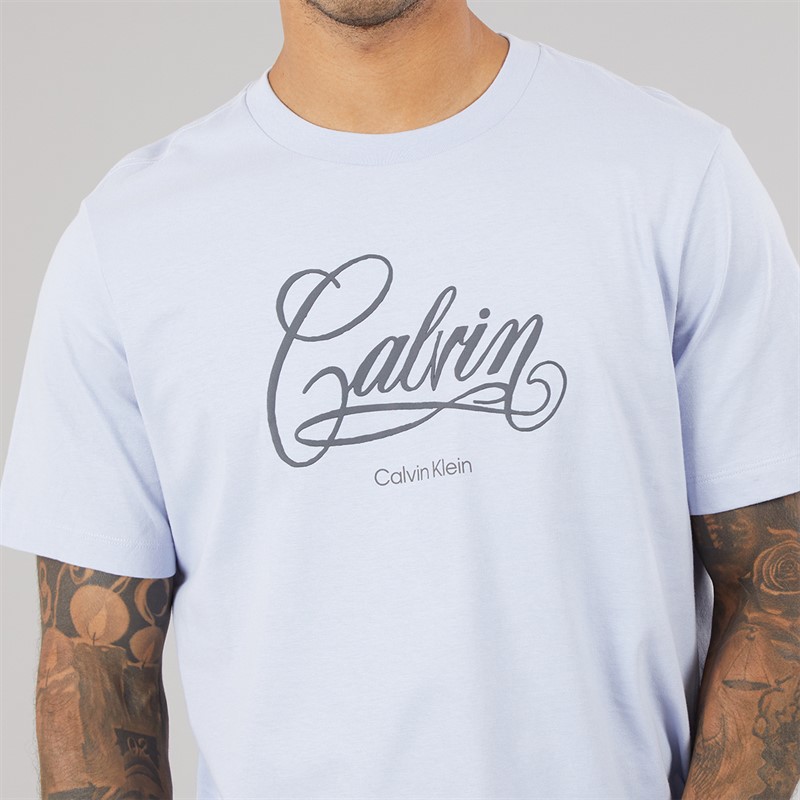 Calvin Klein Jeans Mens Short Sleeve Relaxed Fit Logo Graphic T-Shirt Casual Blue