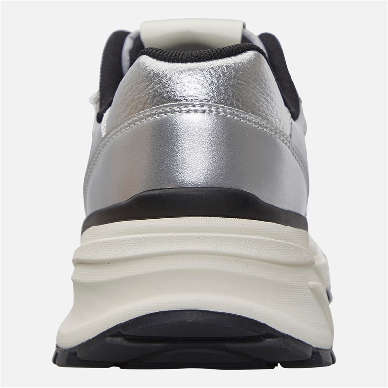 Calvin Klein Jeans Womens Hike Runner Trainers Silver/Black/Bright White