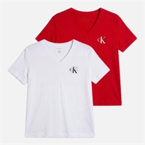 Calvin Klein Jeans Womens Logo Two Pack T-Shirts Adrenaline Rush/Brilliant White