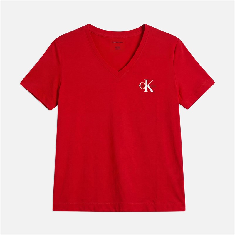 Calvin Klein Jeans Womens Logo Two Pack T-Shirts Adrenaline Rush/Brilliant White