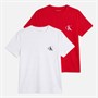 Calvin Klein Jeans Womens Logo Two Pack T-Shirts Adrenaline Rush/Brilliant White