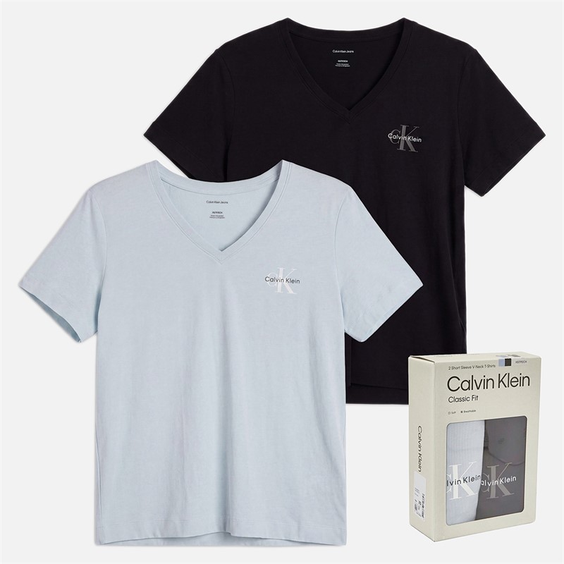 Calvin Klein Jeans Womens Monologo Two Pack T-Shirts Plein Air/Black