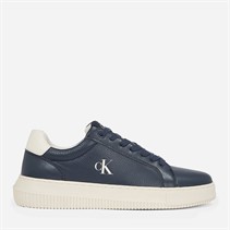 Calvin Klein Jeans Mens Chunky Cupsole Leather Trainers Calvin Navy/Turtle Dove