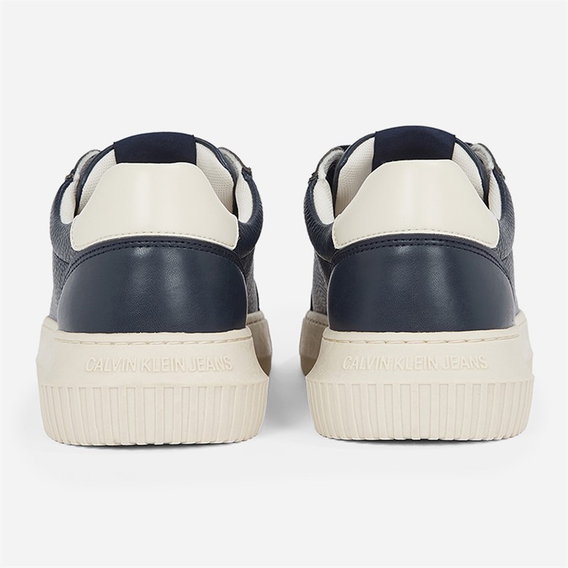 Calvin Klein Jeans Mens Chunky Cupsole Leather Trainers Calvin Navy/Turtle Dove