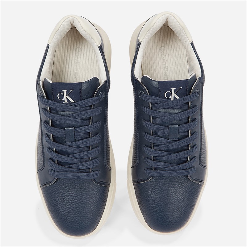 Calvin Klein Jeans Mens Chunky Cupsole Leather Trainers Calvin Navy/Turtle Dove