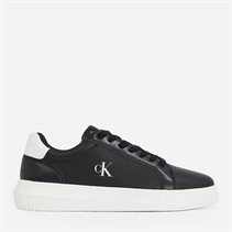 Calvin Klein Jeans Mens Chunky Cupsole Leather Trainers Black/Bright White