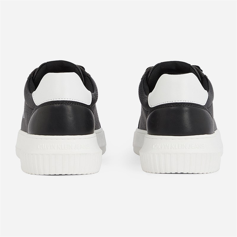 Calvin Klein Jeans Mens Chunky Cupsole Leather Trainers Black/Bright White