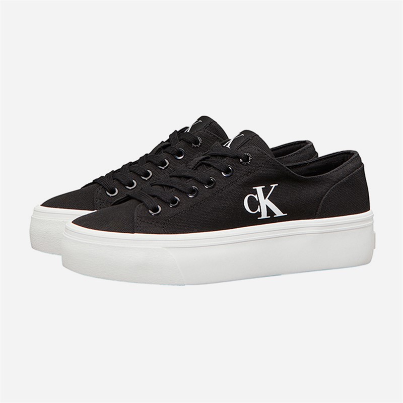 Calvin Klein Jeans Womens Vulc Flatform Trainers Black/Bright White