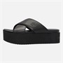 Calvin Klein Jeans Womens Flatform Cross Strap Sandals Triple Black