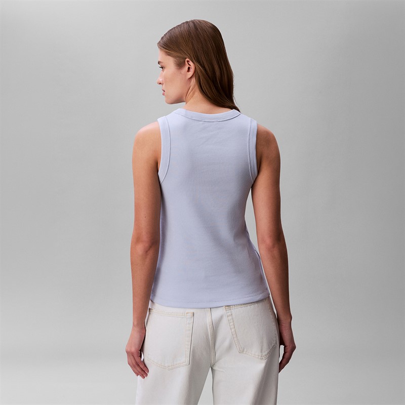 Calvin Klein Jeans Womens Monologo Rib Tank Top Breezy Blue