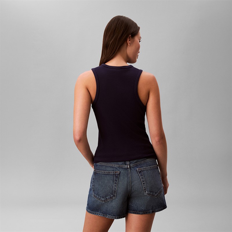 Calvin Klein Jeans Womens Monogram Patch Vest Evening Blue