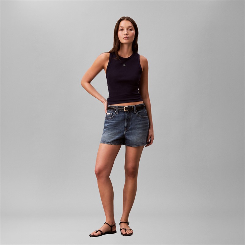 Calvin Klein Jeans Womens Monogram Patch Vest Evening Blue