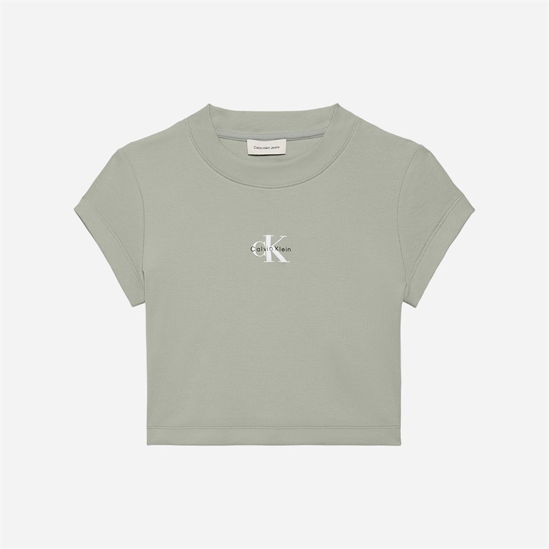 Calvin Klein Jeans Womens Monologo Rib T-Shirt Shadow
