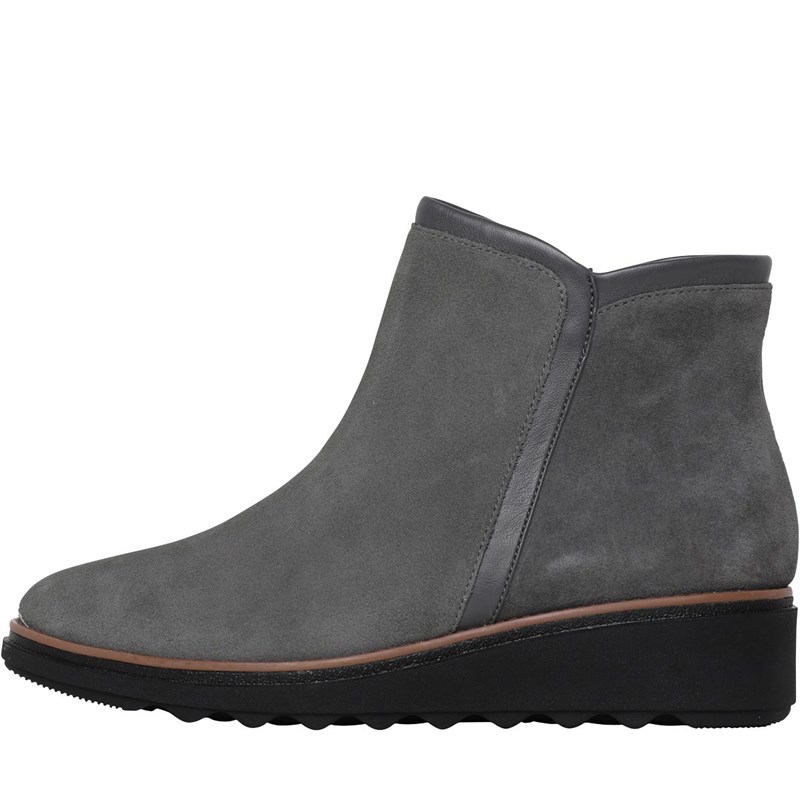 Clarks grey top boots womens