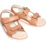 Clarks Junior Girls Crown Root K Sandals Wide Fit Tan Leather