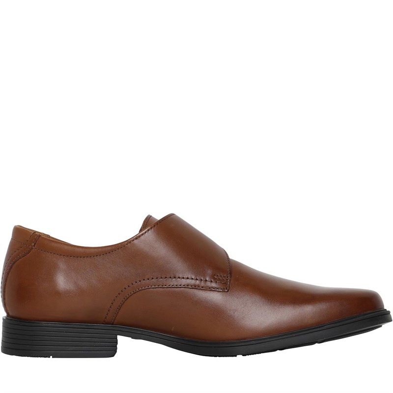 Clarks Mens Tilden Strap Shoes Dark Tan