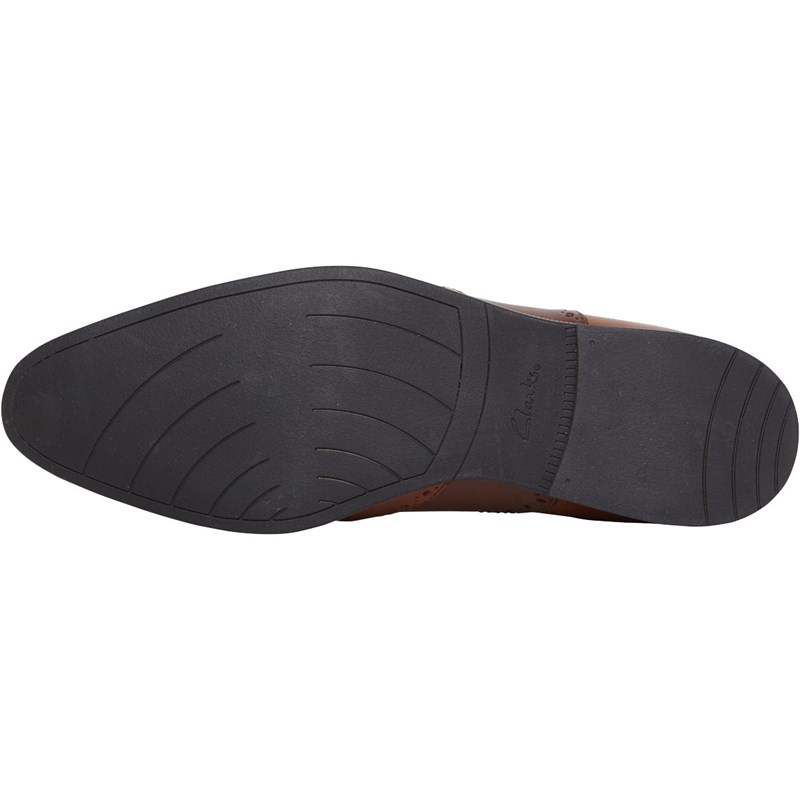 Clarks Mens Bampton Rhodes Leather Brogue Shoes Tan