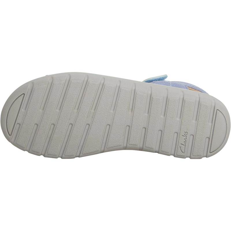 Clarks Girls Roam Surf Leather Sandals Light Blue